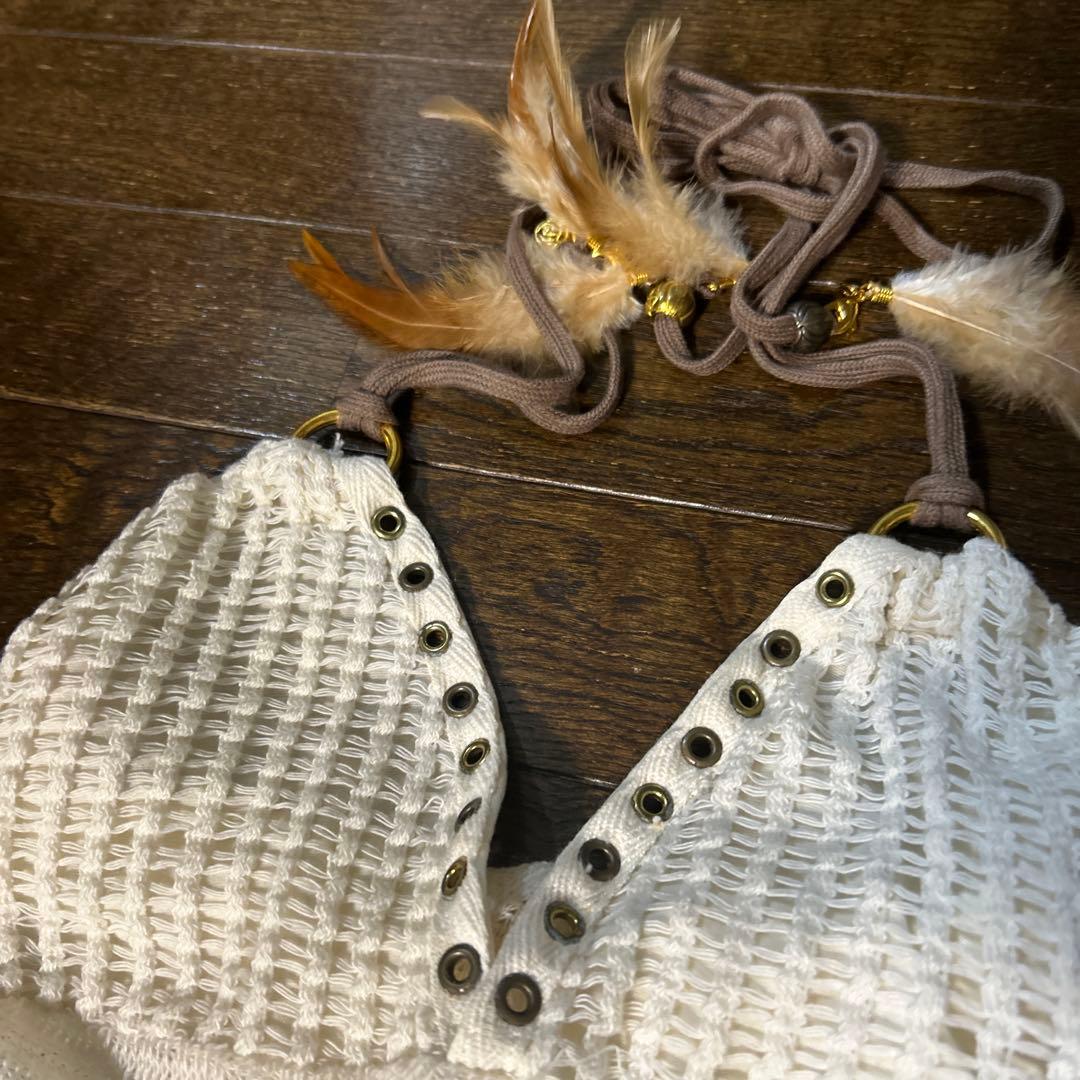 d.i.a. 平成ギャル 白 メッシュ フェザー キャミソール