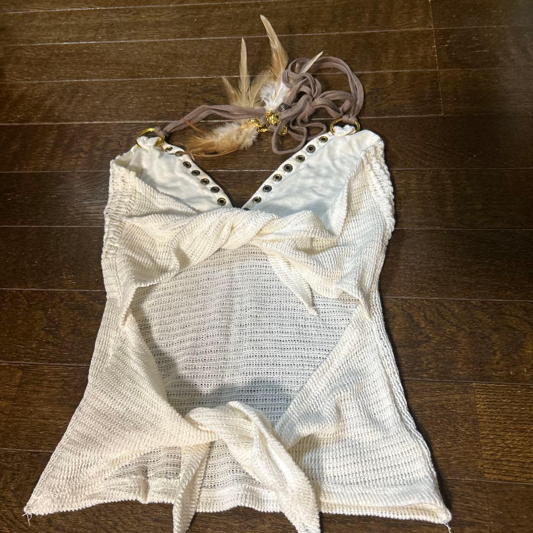 d.i.a. 平成ギャル 白 メッシュ フェザー キャミソール
