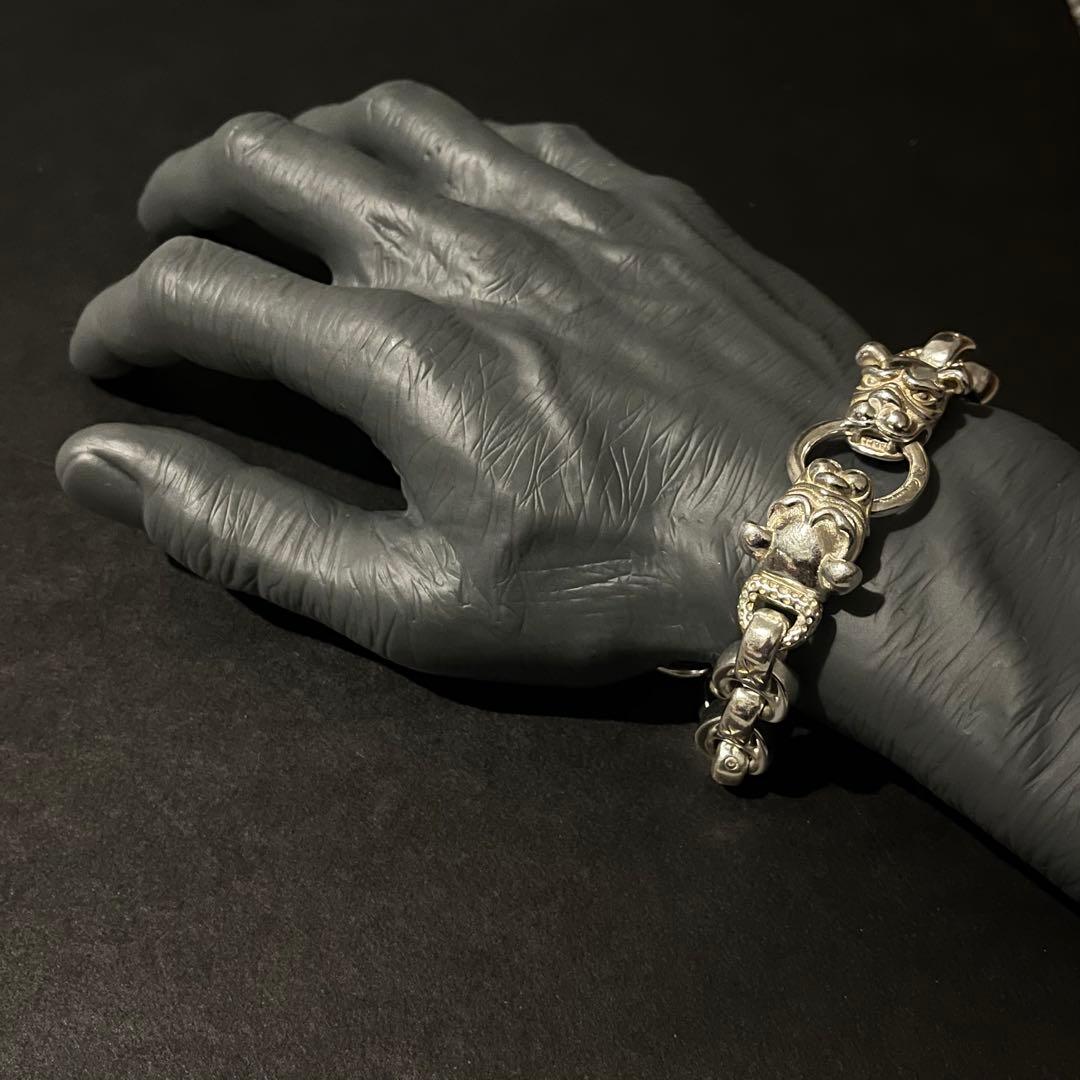 vintage 重厚　ブルドッグチェーン　ブレスレット　シルバー925