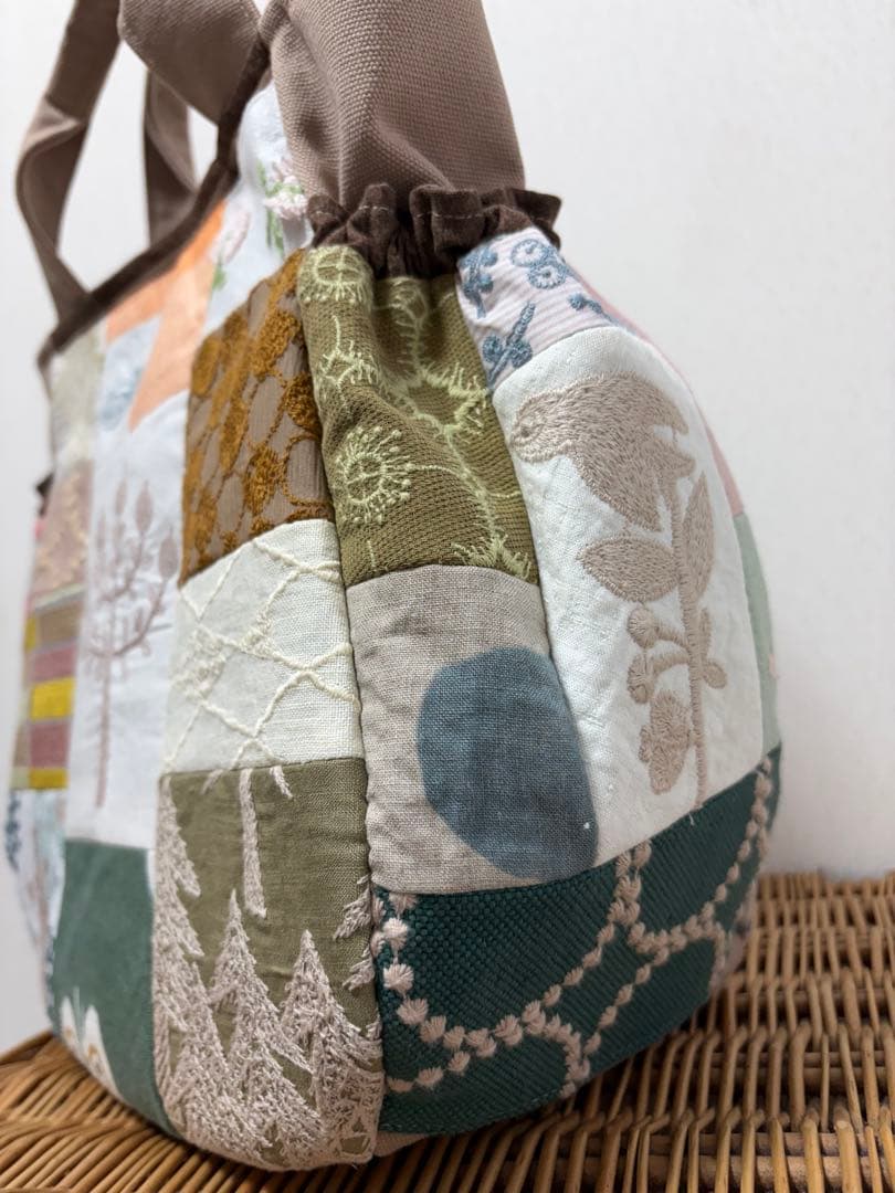ミナペルホネン＊パッチギャザポケバッグ✂️ハンドメイド⚠️ワケあり