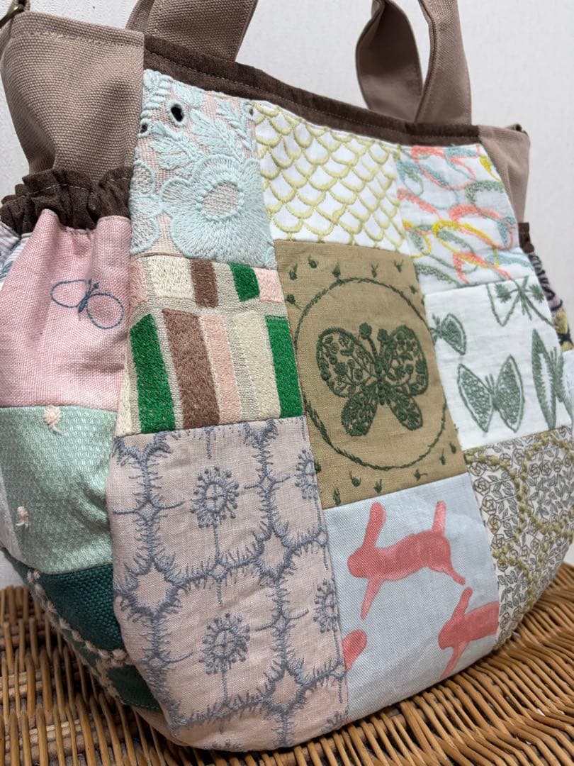 ミナペルホネン＊パッチギャザポケバッグ✂️ハンドメイド⚠️ワケあり