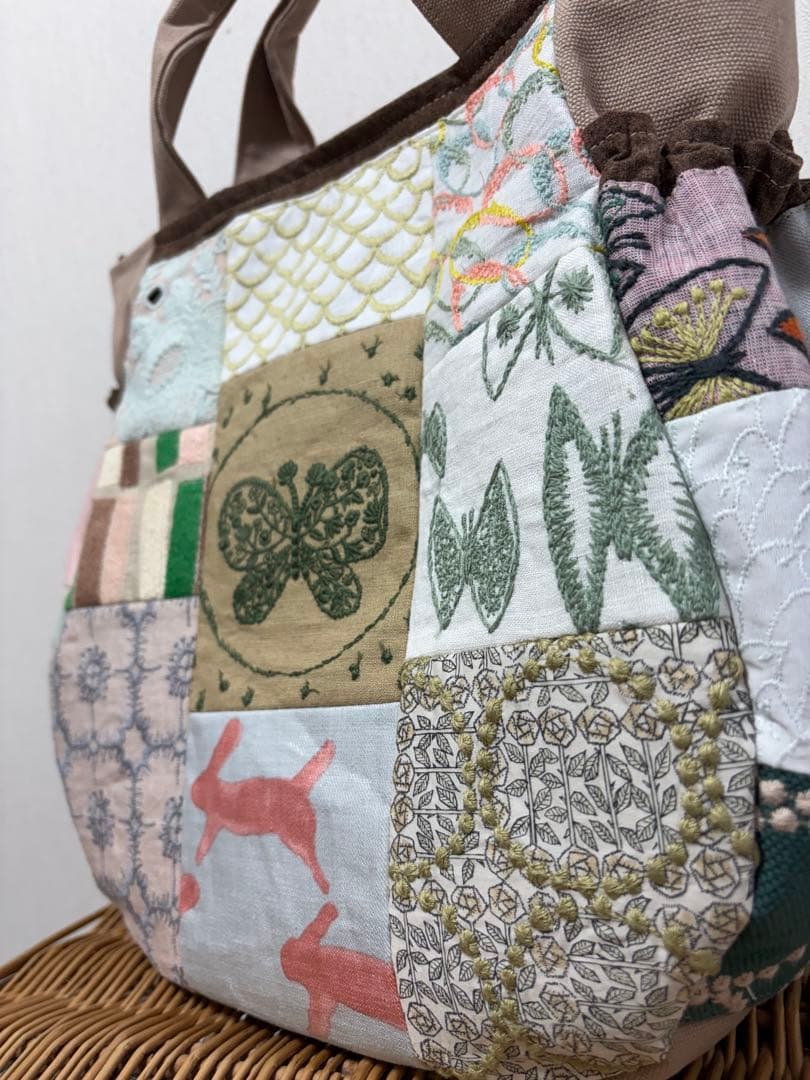 ミナペルホネン＊パッチギャザポケバッグ✂️ハンドメイド⚠️ワケあり