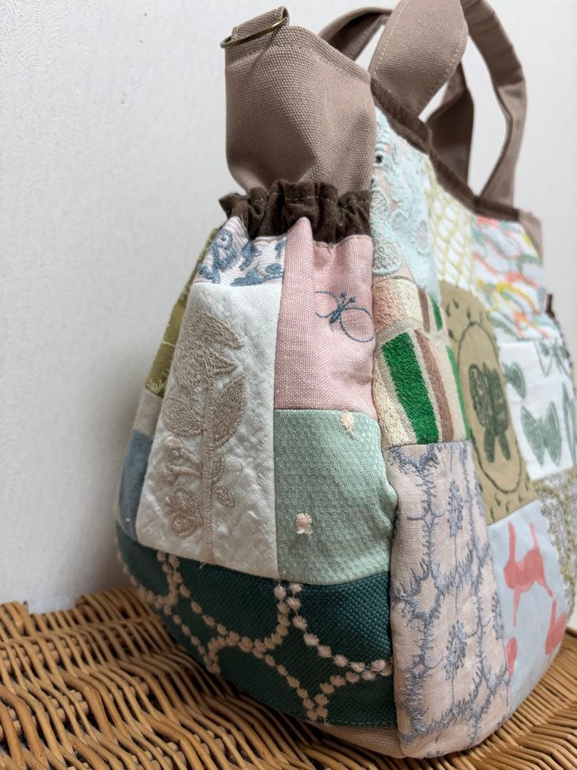 ミナペルホネン＊パッチギャザポケバッグ✂️ハンドメイド⚠️ワケあり