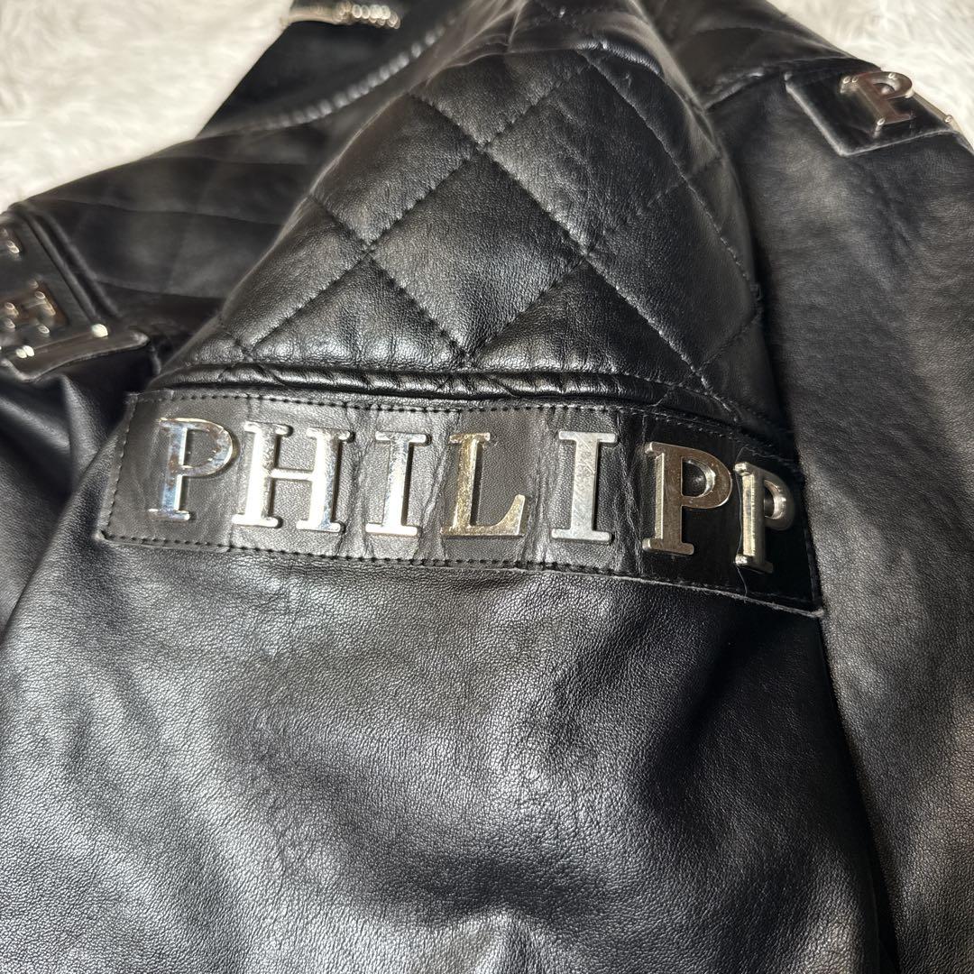 希少✨️大きい フィリッププレイン レザージャケット キルティング 黒 3XL