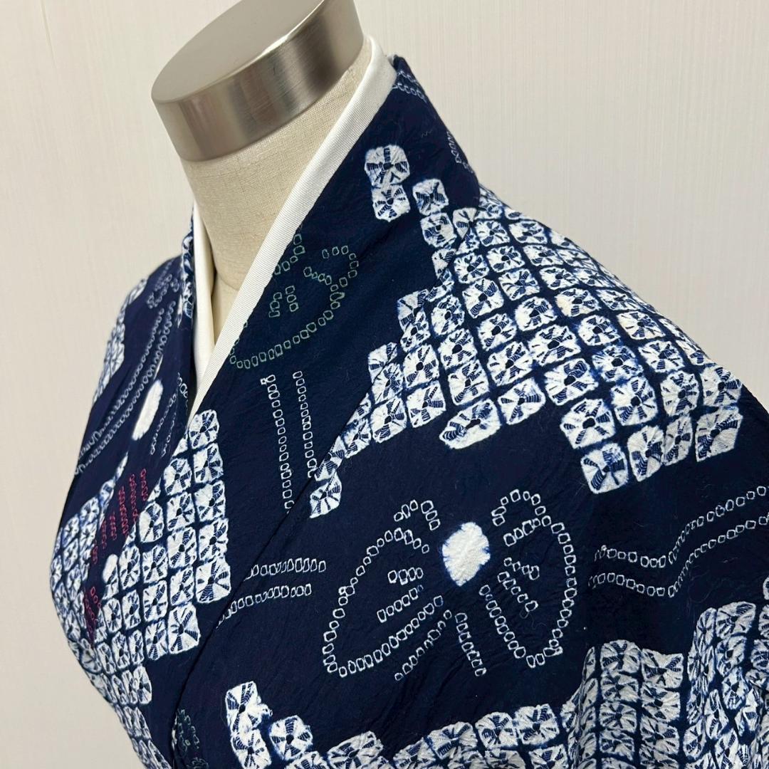 KL3175 有松鳴海絞り 浴衣 身丈164cm 夏着物 木綿