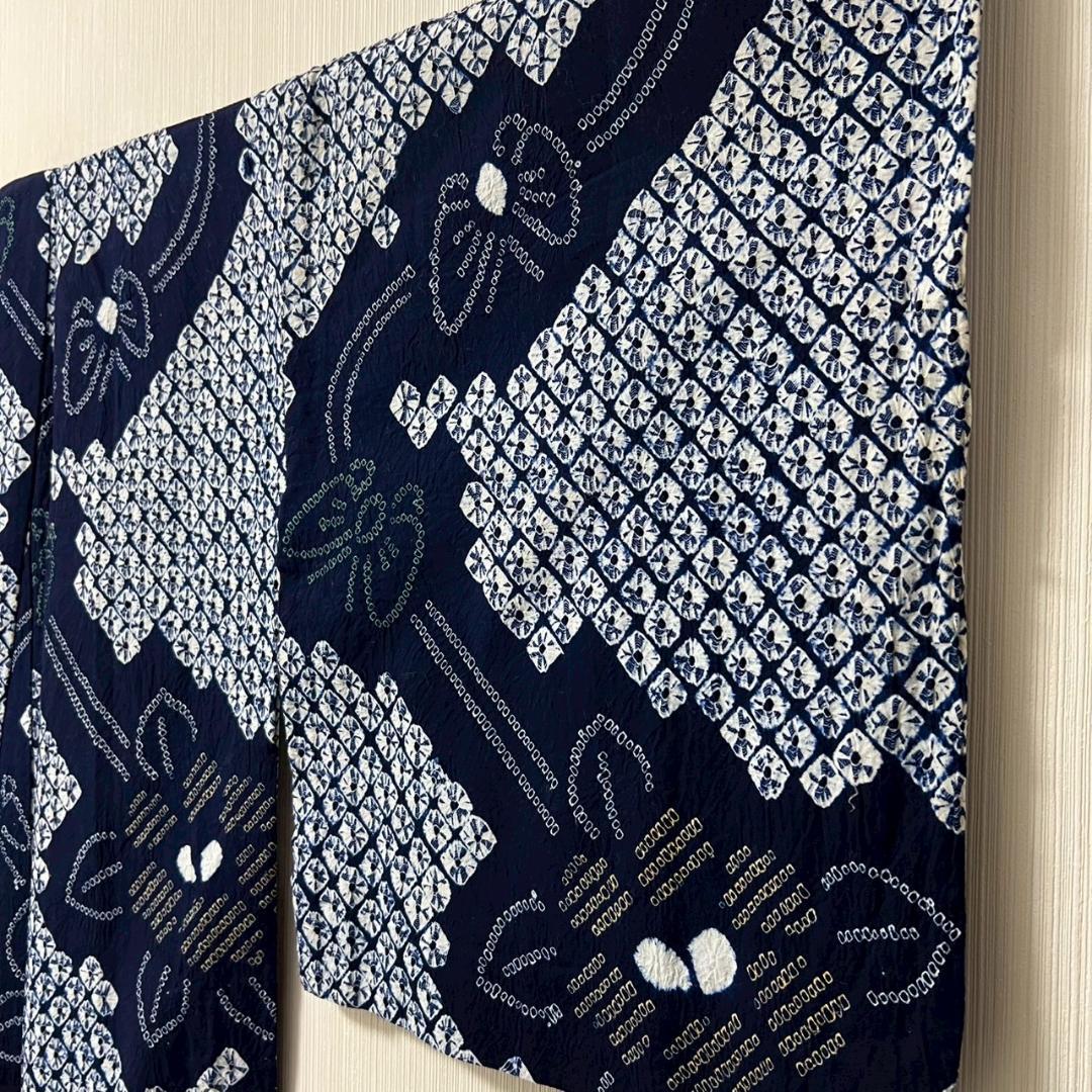 KL3175 有松鳴海絞り 浴衣 身丈164cm 夏着物 木綿