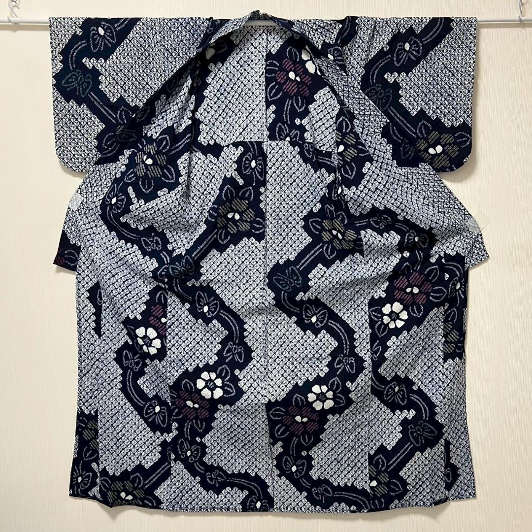 KL3175 有松鳴海絞り 浴衣 身丈164cm 夏着物 木綿