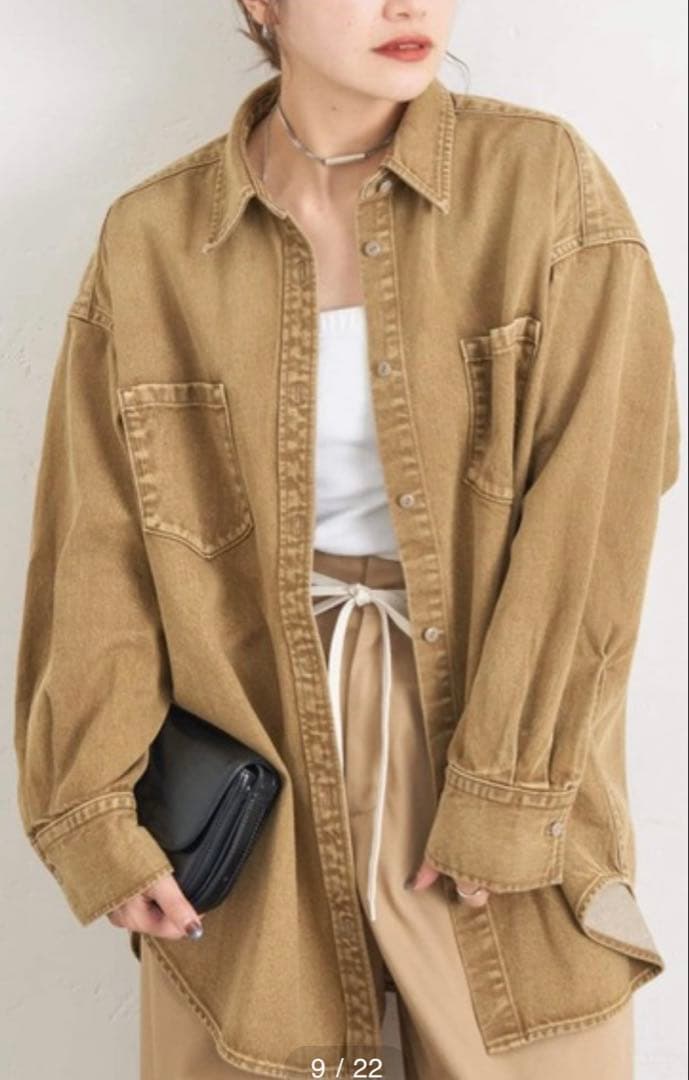 ライトオンスデニムシャツ　　キャメル