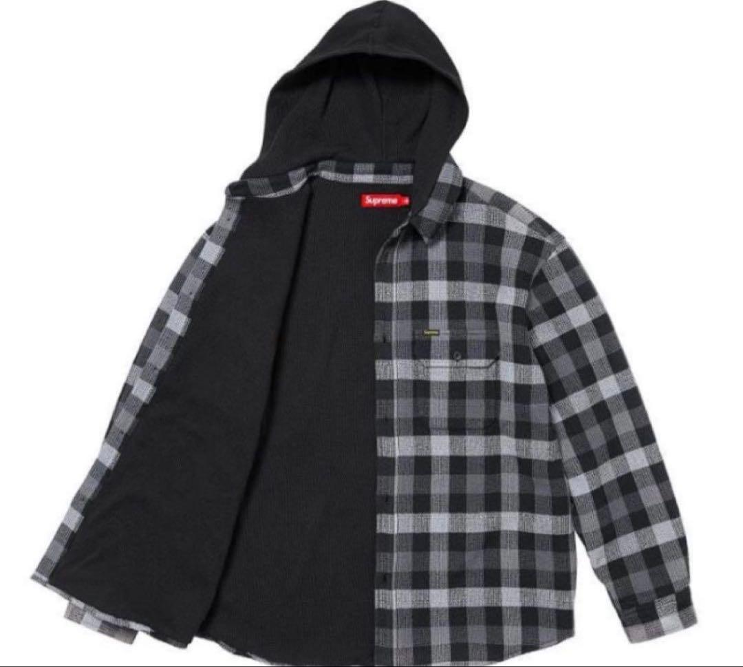 Supreme24ワッフルプレイドフードシャツL長袖ネルシャツアウターsacai