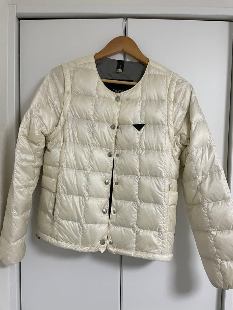 TAION extra アイボリー キルティング ダウンジャケット ファー付き