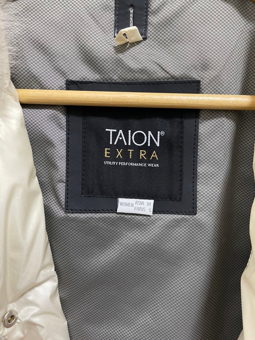 TAION extra アイボリー キルティング ダウンジャケット ファー付き