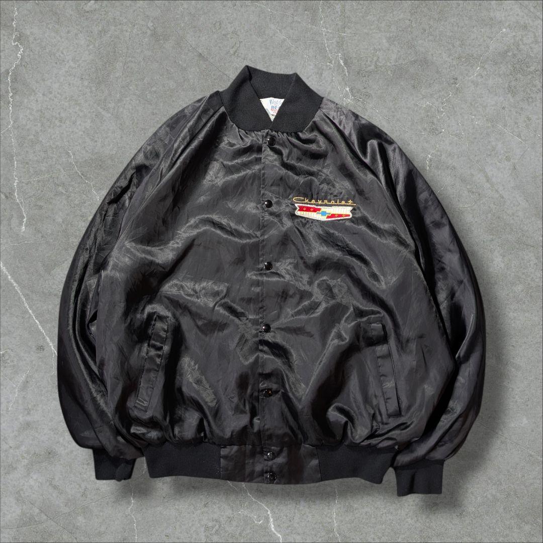 【80-90s USA製】 West Ark×Chevroletサテンジャケット