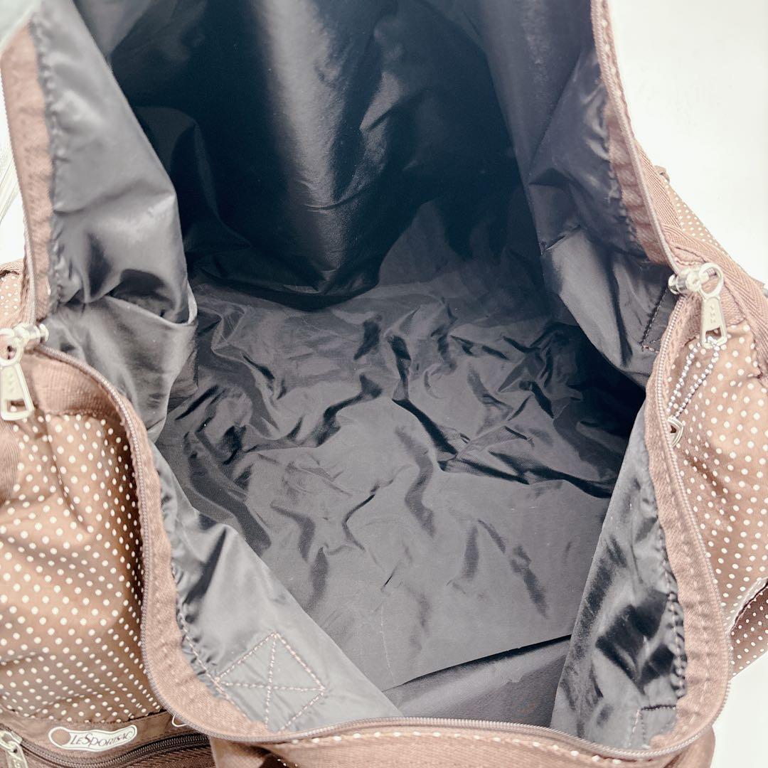 美品✨レスポートサック ボストンバッグ ドット柄　旅行バッグ 鍵付き ブラウン