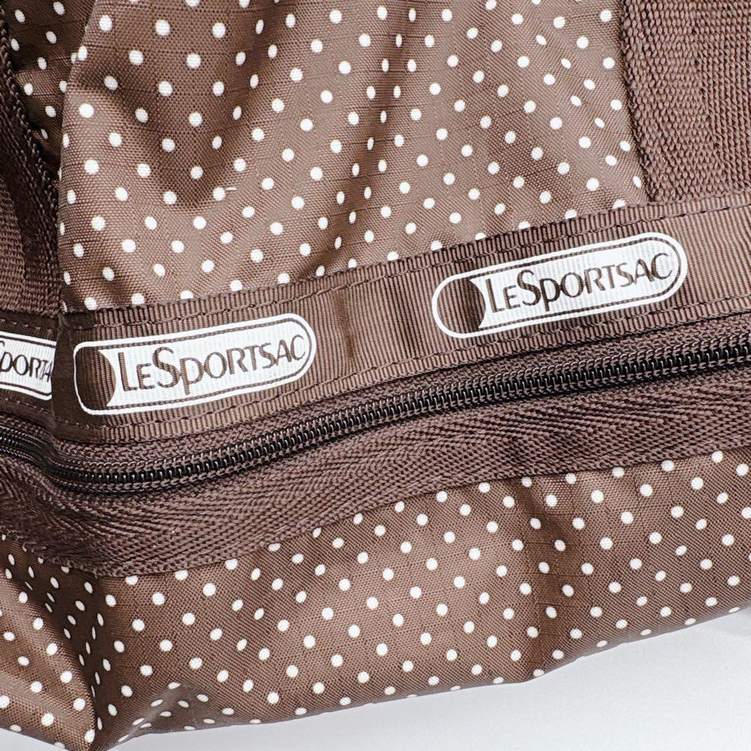 美品✨レスポートサック ボストンバッグ ドット柄　旅行バッグ 鍵付き ブラウン