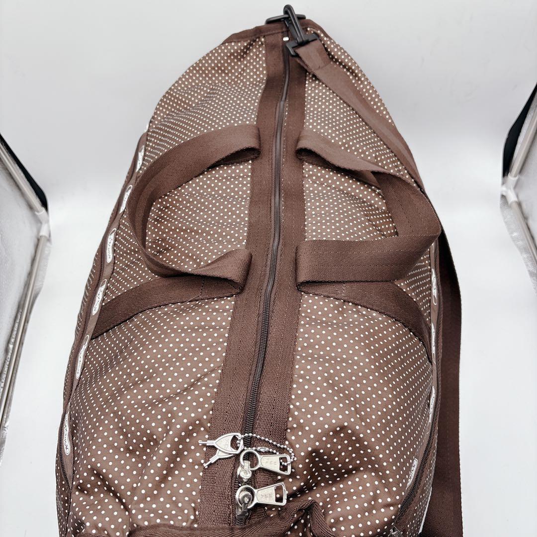 美品✨レスポートサック ボストンバッグ ドット柄　旅行バッグ 鍵付き ブラウン