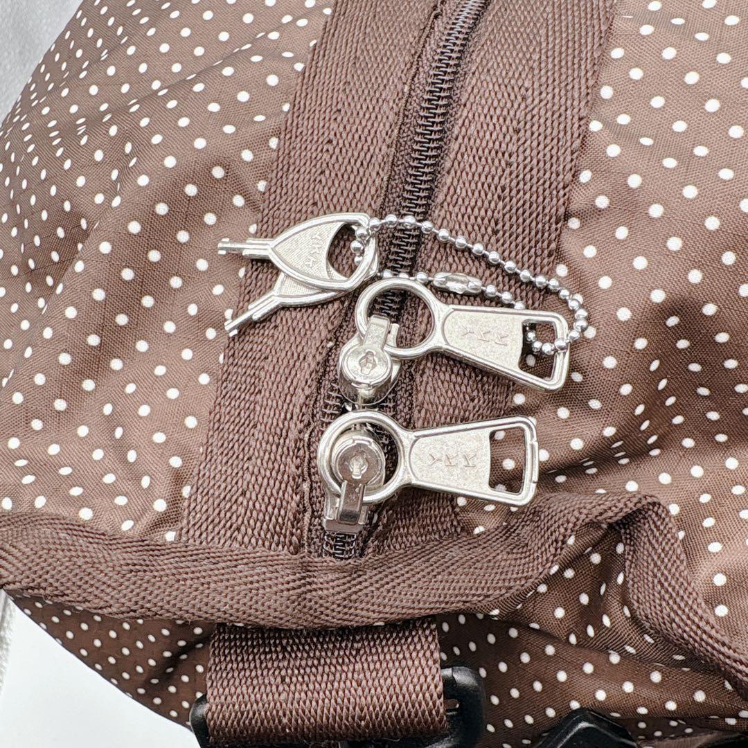 美品✨レスポートサック ボストンバッグ ドット柄　旅行バッグ 鍵付き ブラウン