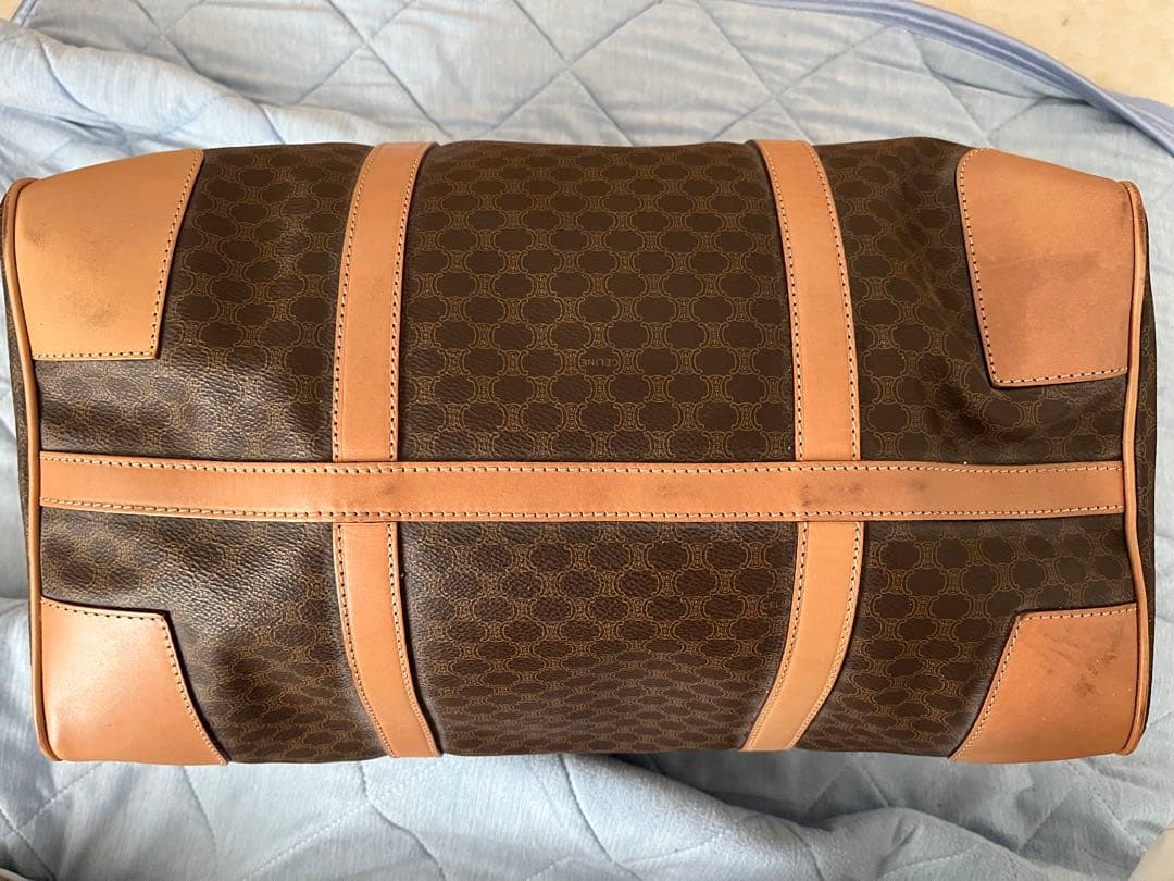 【CELINE】ボストンバッグ　マカダム柄　PVC ダークブラウン