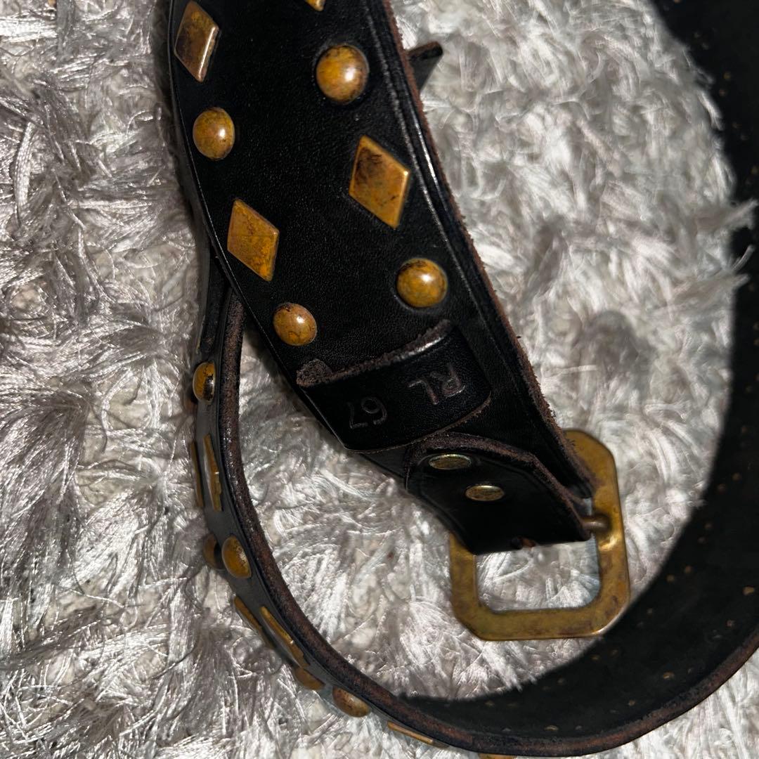 POLO RALPH LAUREN スタッズレザーベルト【W34】本革　アメカジ