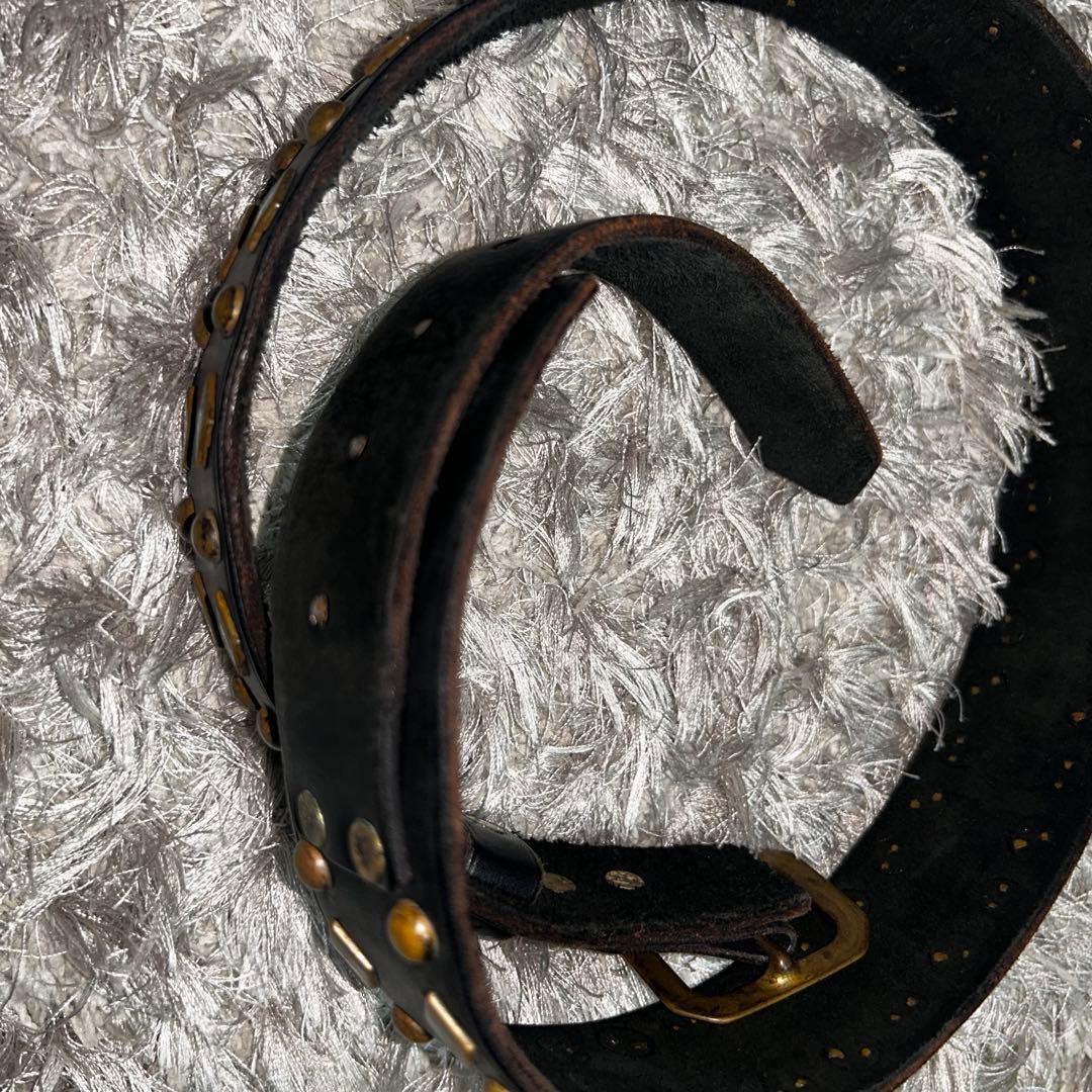 POLO RALPH LAUREN スタッズレザーベルト【W34】本革　アメカジ