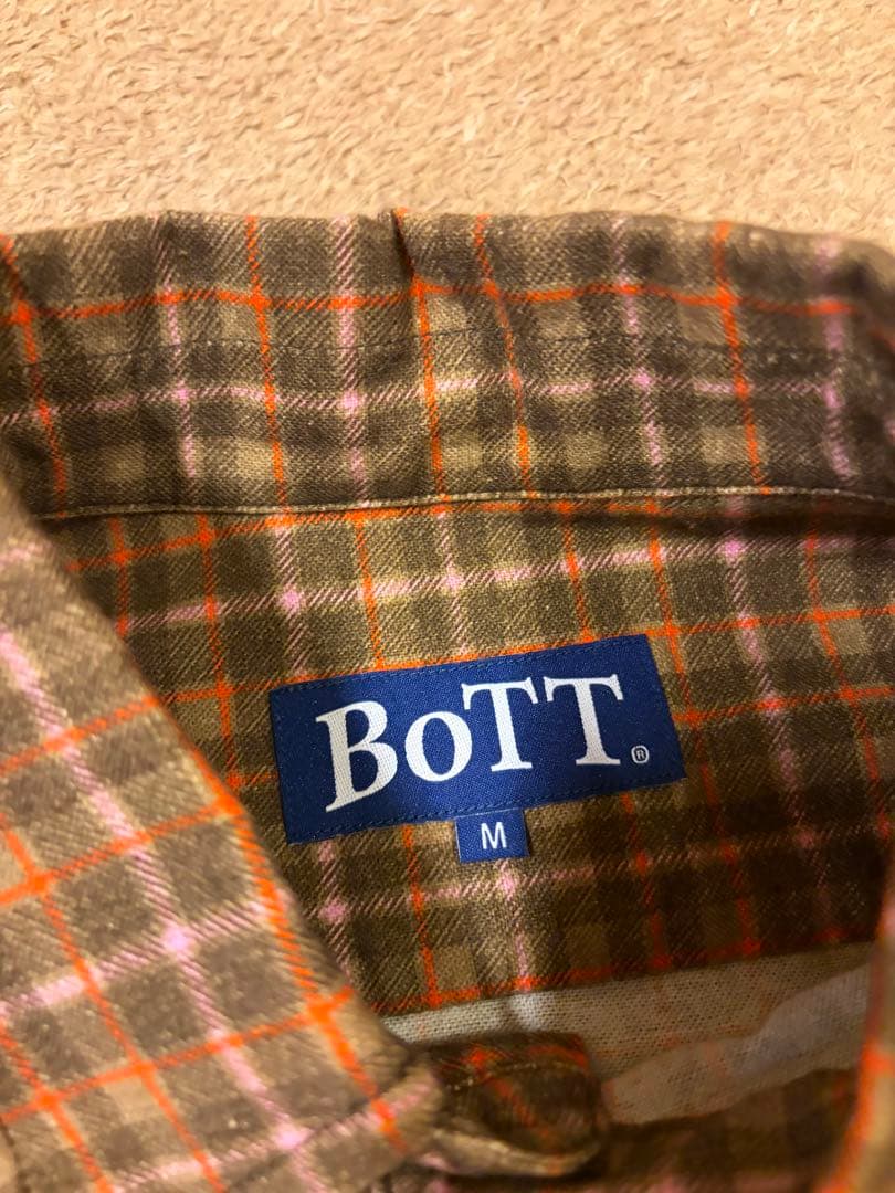 BOTTブラウン チェック柄 ネルシャツ 長袖