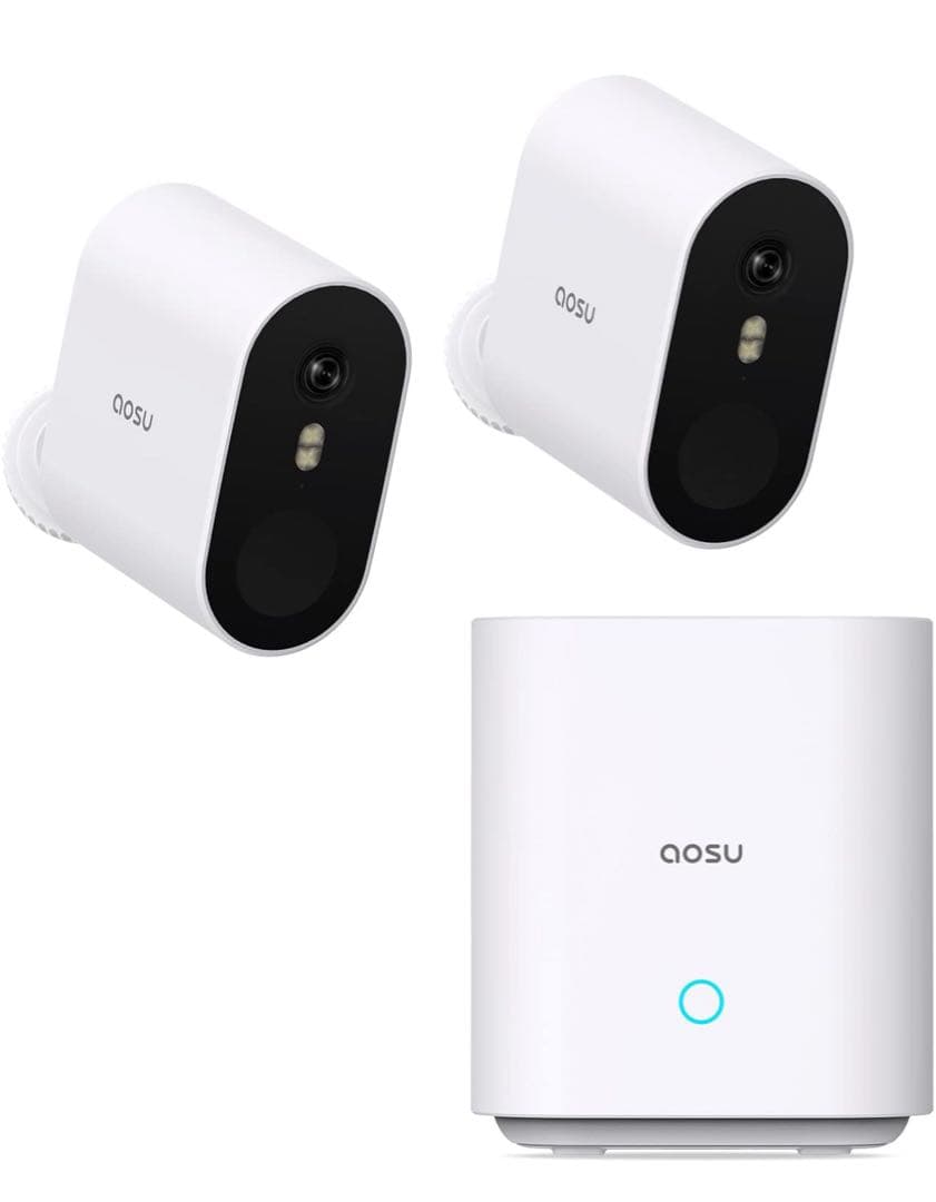 aosu 防犯カメラ 屋外 2台セット 電池式9200mAh 166°広い視野角