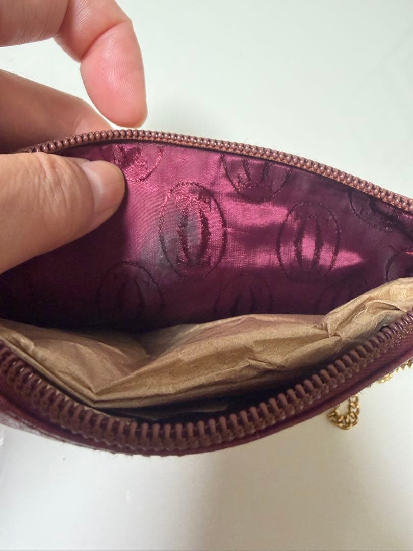 【新品未使用】【ヴィンテージ】カルティエ チェーンポーチ マストライン　ボルドー