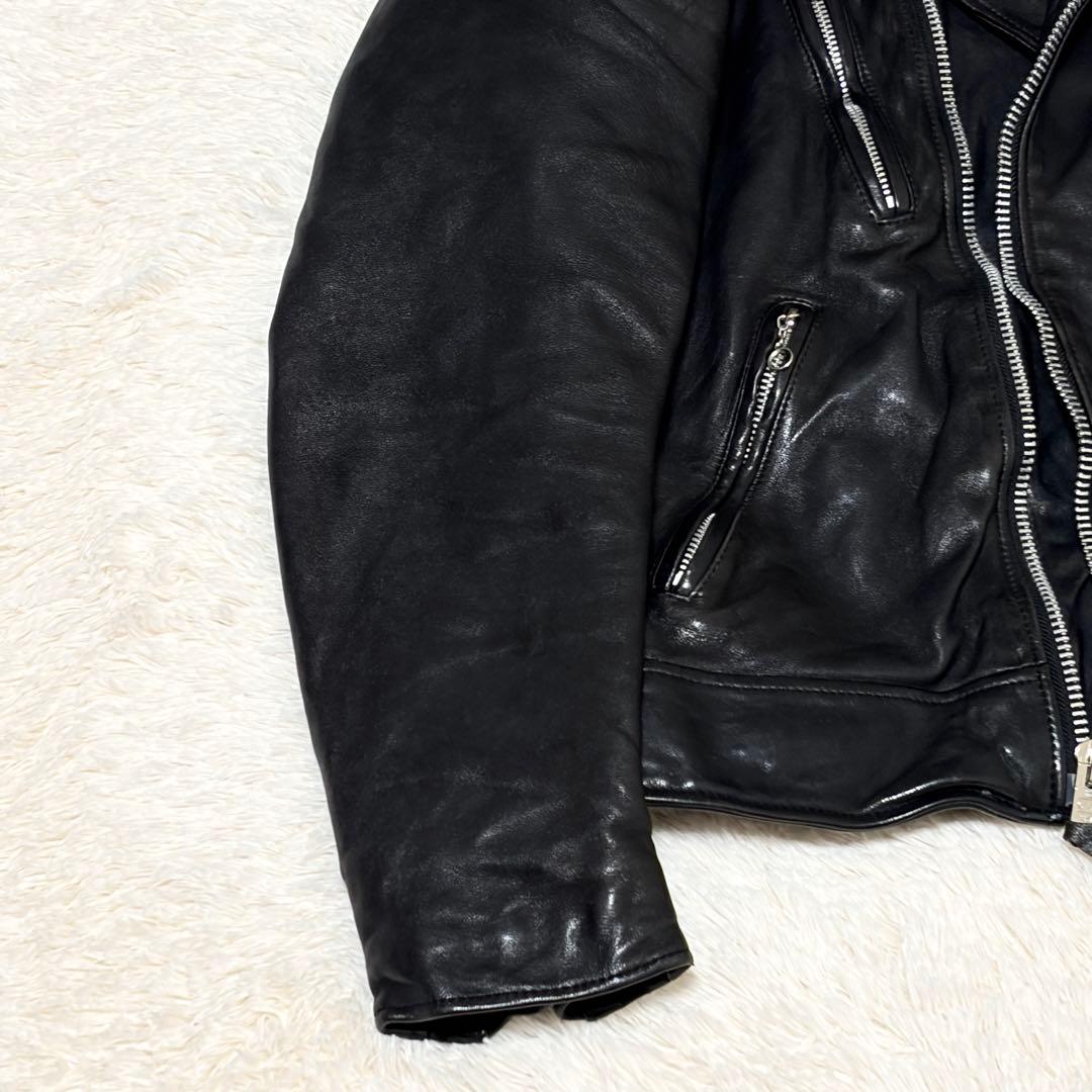 美品✨Schott ダブルブレスト ライダースジャケット ラムレザー
