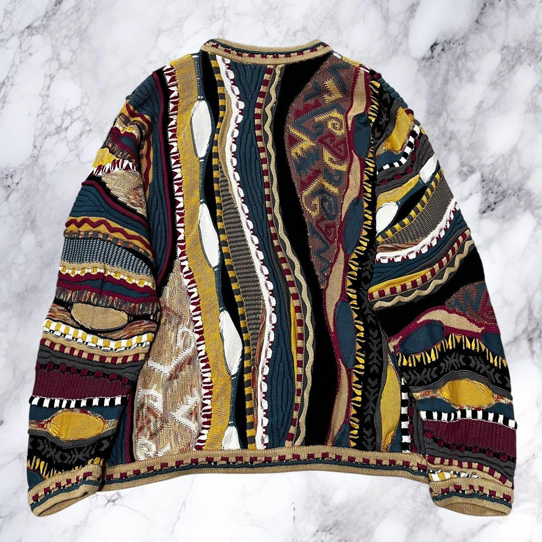 TUNDRA ツンドラ 3Dニット セーター 立体 総柄 マルチカラー L