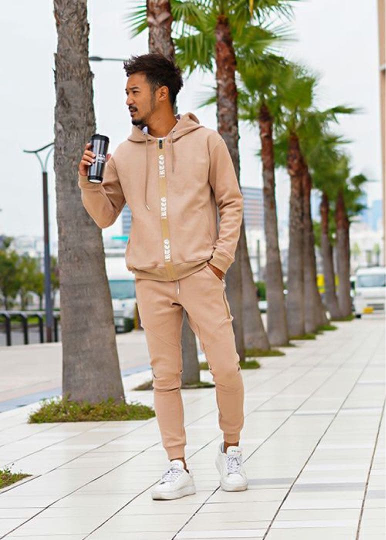 アダムスジャグラー　ベージュジップパーカー セットアップ　S