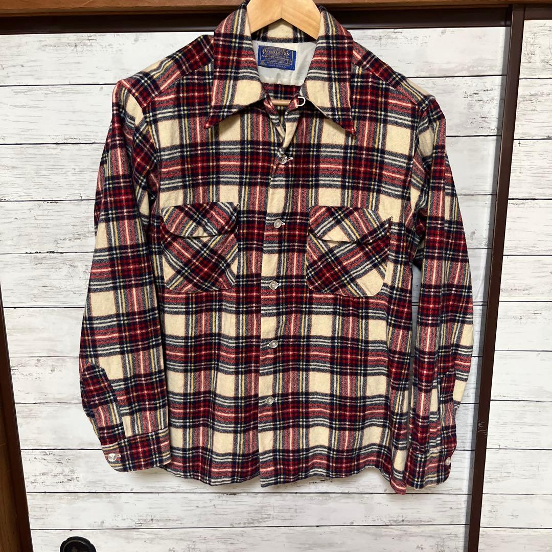 pendleton 70s オープンカラー ウールボードシャツ オンブレ