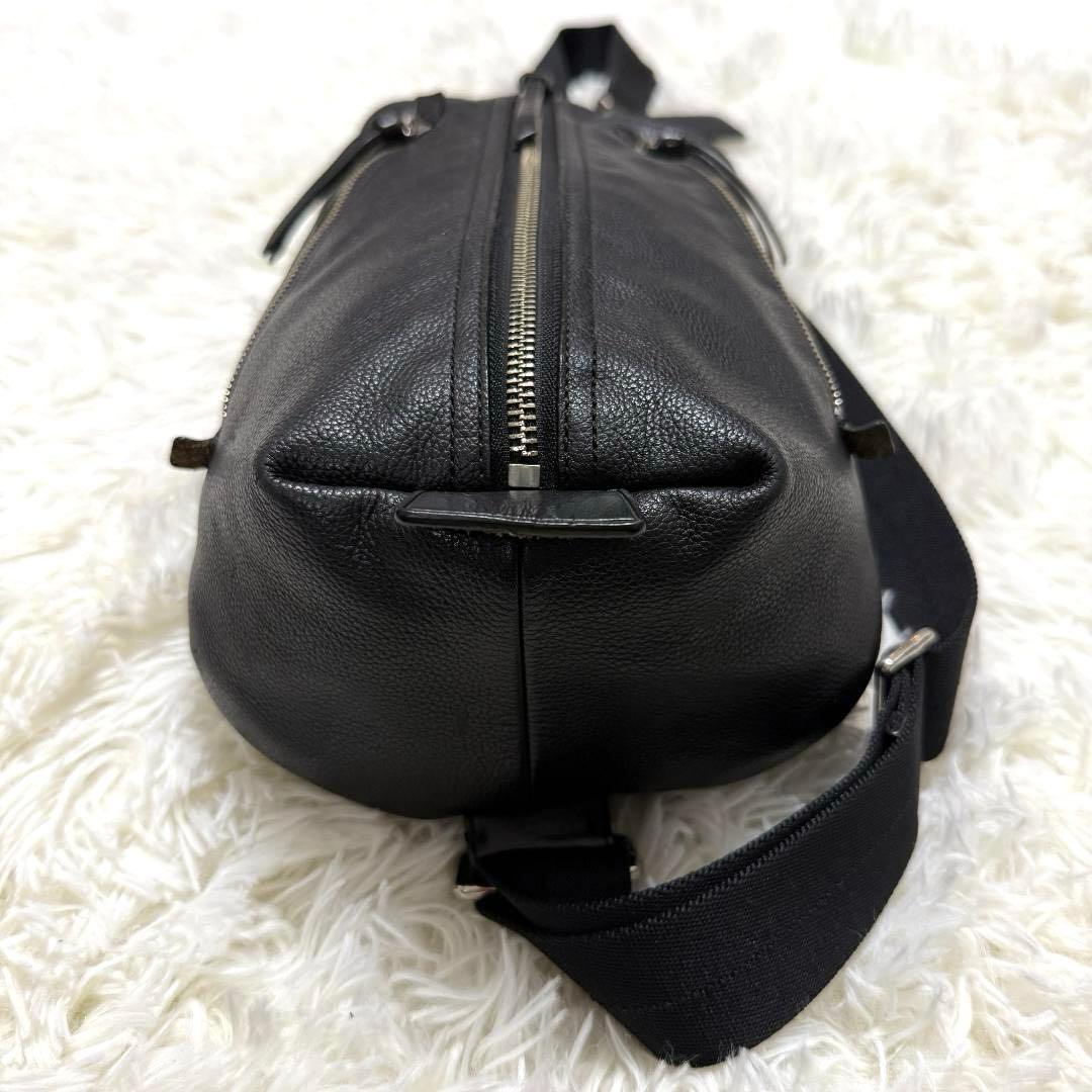 【美品✨】コーチ トンプソン ショルダーバッグ レザー ブラック 黒 チャーム付