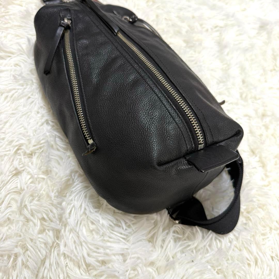 【美品✨】コーチ トンプソン ショルダーバッグ レザー ブラック 黒 チャーム付