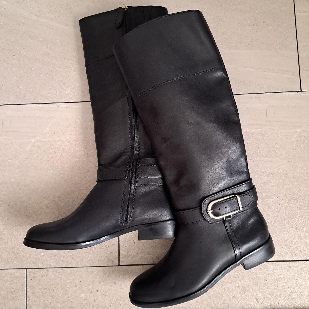 美品●バーバリーBURBERRY●刻印入り金具付きブラック ロングブーツ7