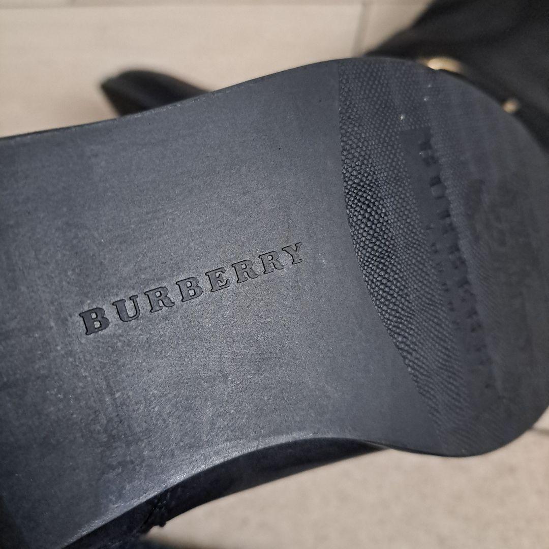 美品●バーバリーBURBERRY●刻印入り金具付きブラック ロングブーツ7