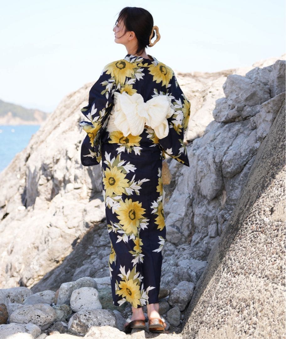 utatane 浴衣 3点セット ひまわり