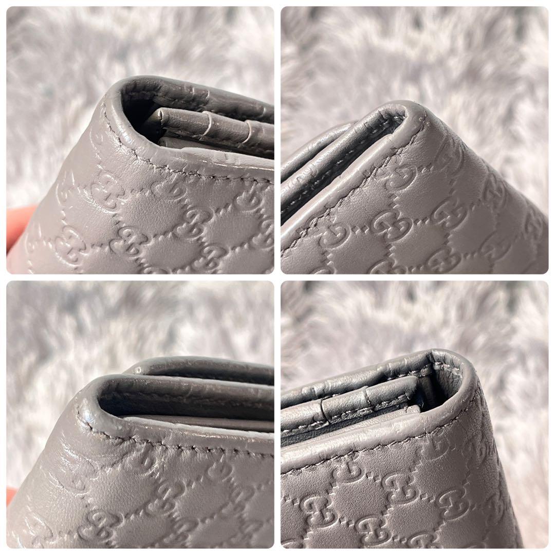 美品✨GUCCI マイクロシマ　長財布　グレー　メンズ　レディース