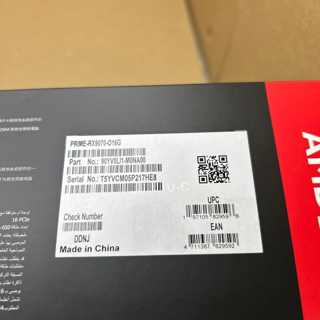 ASUS AMD Radeon RX9070 ビデオカード　16GB