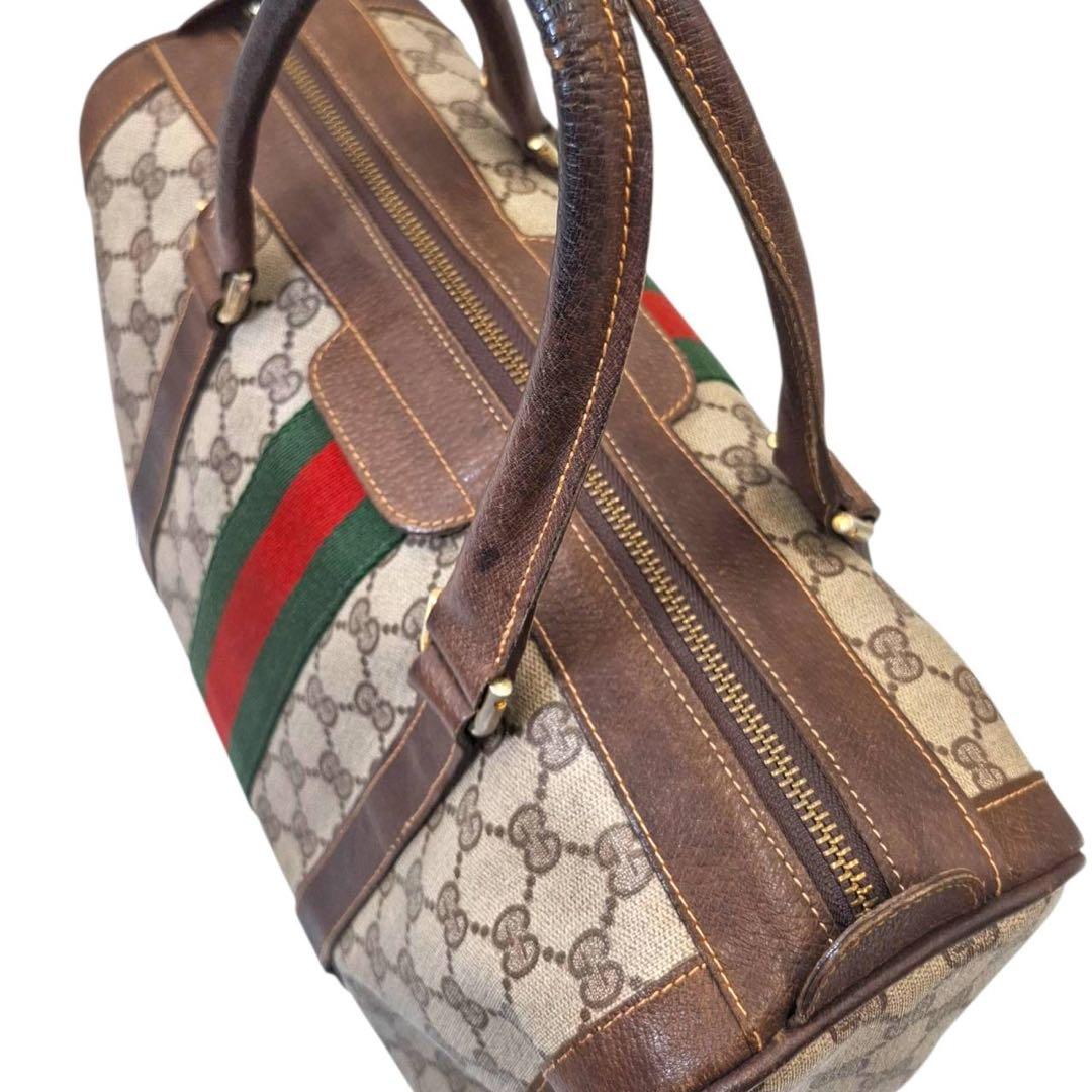 OLD GUCCI ミニボストン ハンドバッグ GG柄 シェリーライン　0138