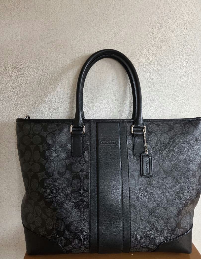 【極美品】COACH トートバッグ シグネチャー ブラック 2WAY 大容量