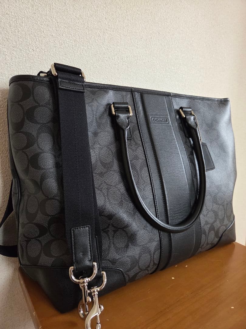 【極美品】COACH トートバッグ シグネチャー ブラック 2WAY 大容量
