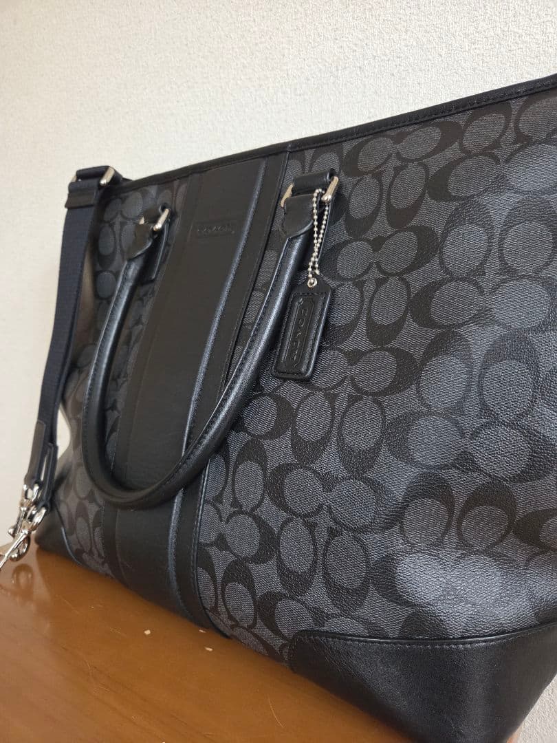 【極美品】COACH トートバッグ シグネチャー ブラック 2WAY 大容量