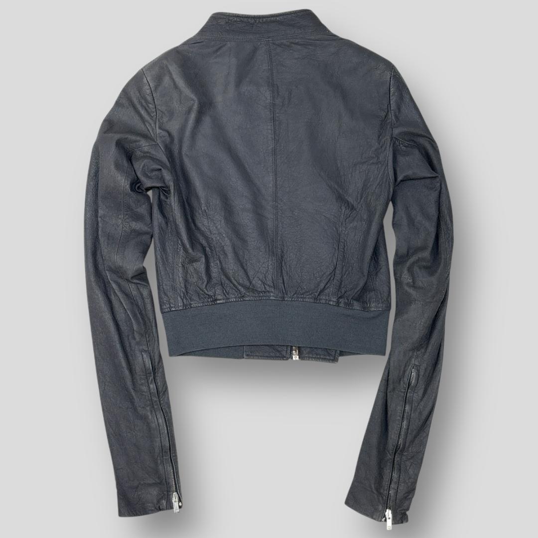 Rick Owens ラムレザー ハイネック ライダースジャケット 40 グレー