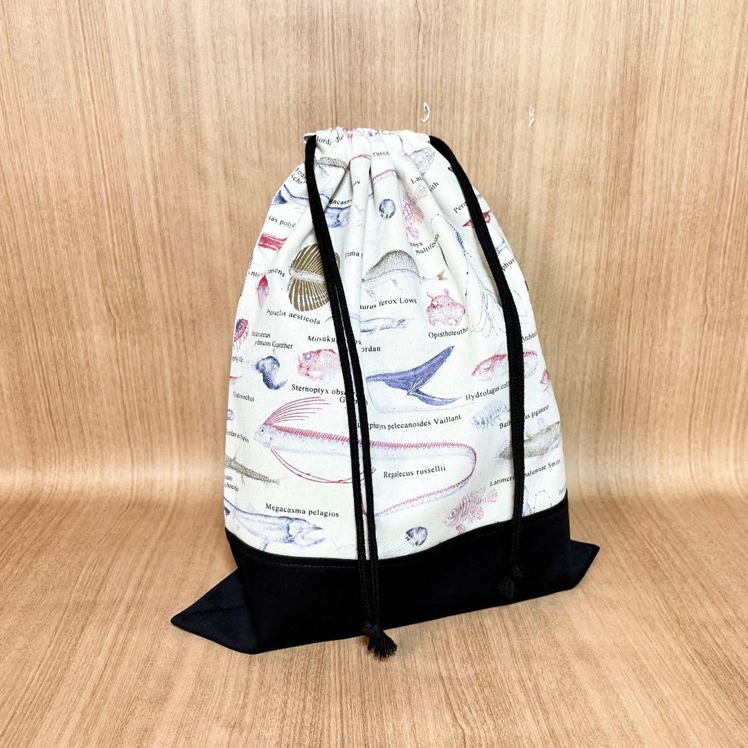 【eat】深海魚(生成り)×黒　入園入学グッズ７点