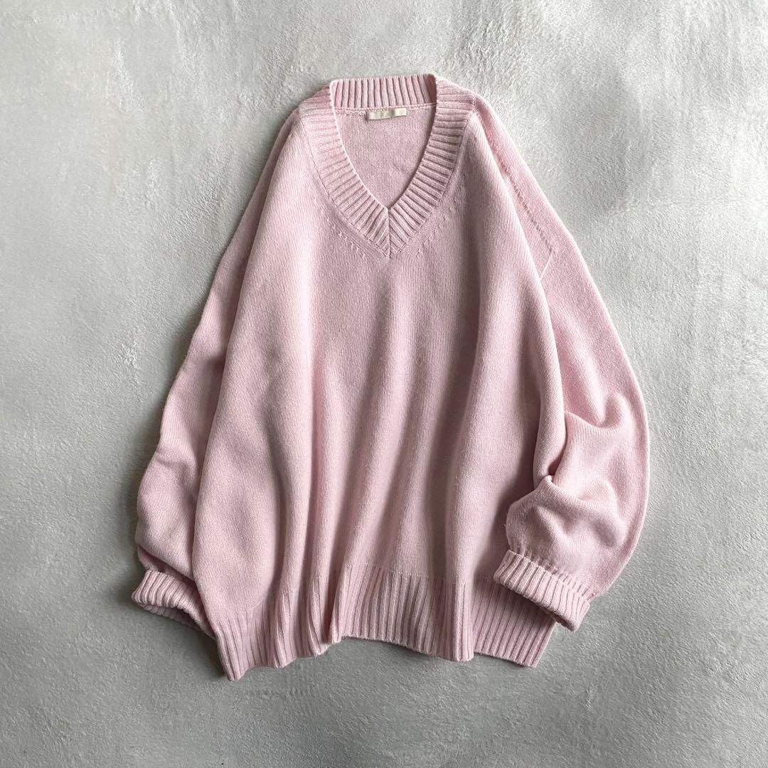 【美品✨】Plage ファインウールVネックプルオーバー　ピンク　近年　ゆったり
