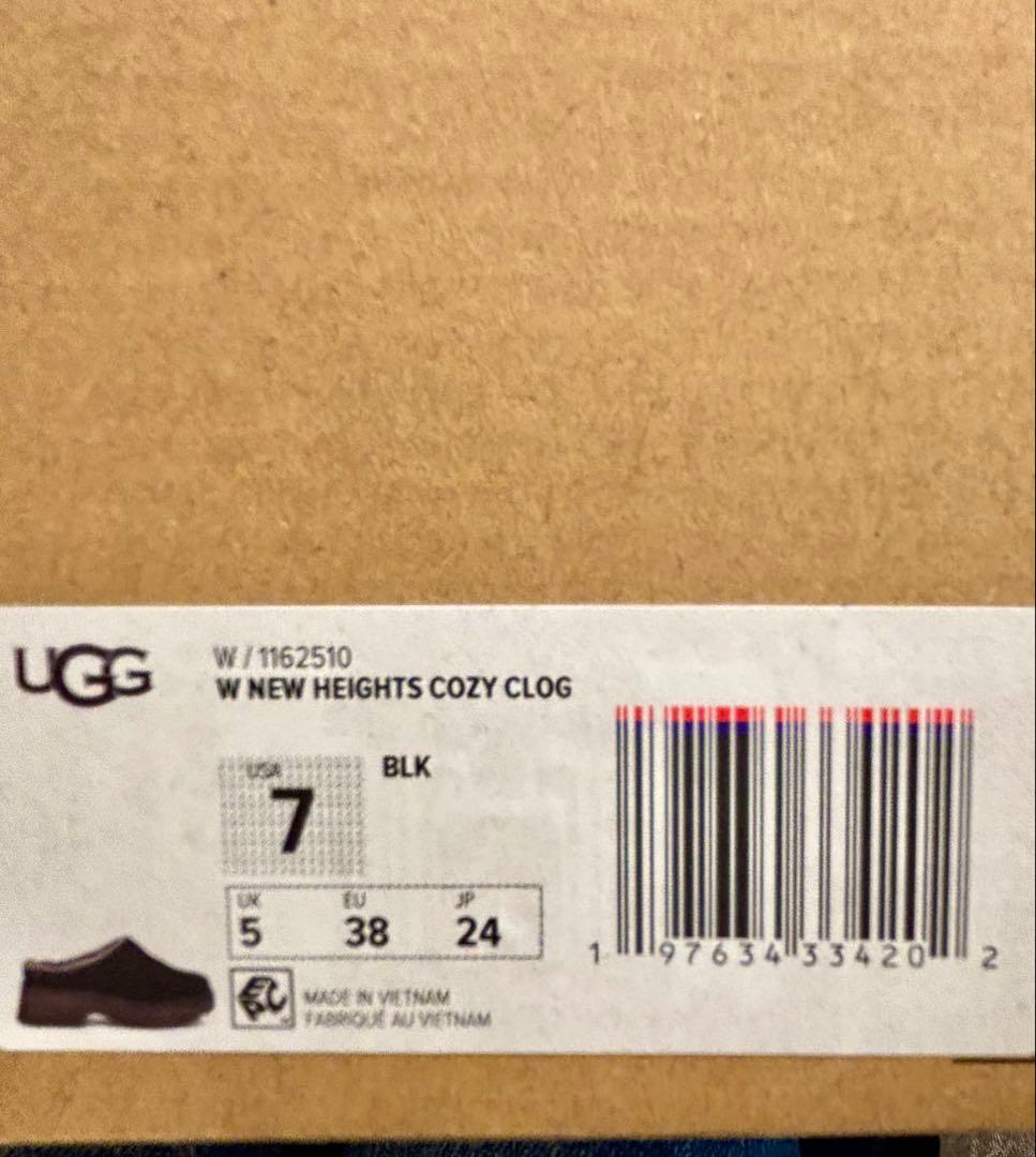 UGG W NEW HEIGHTS COZY CLOG黒スエードムートンサンダル