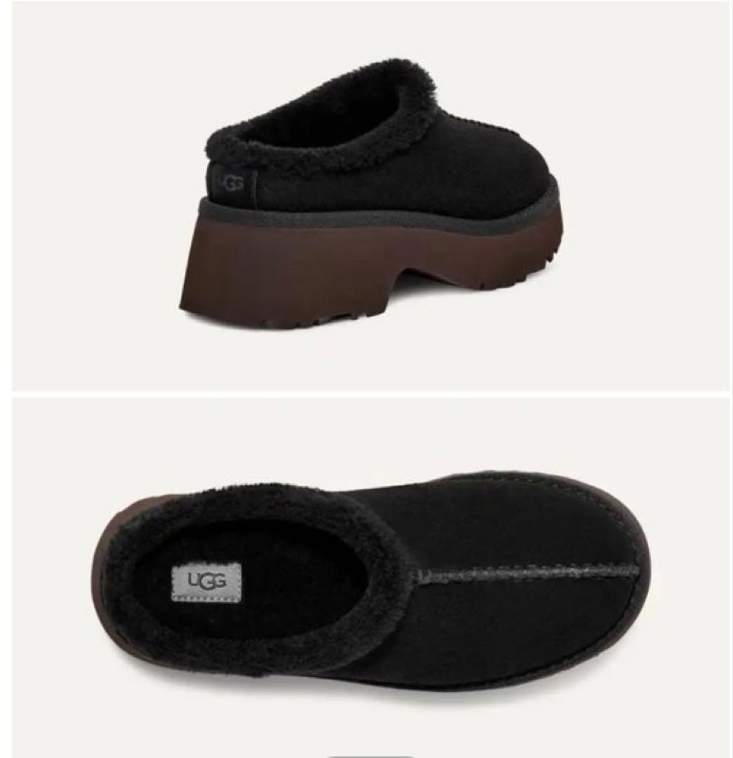 UGG W NEW HEIGHTS COZY CLOG黒スエードムートンサンダル