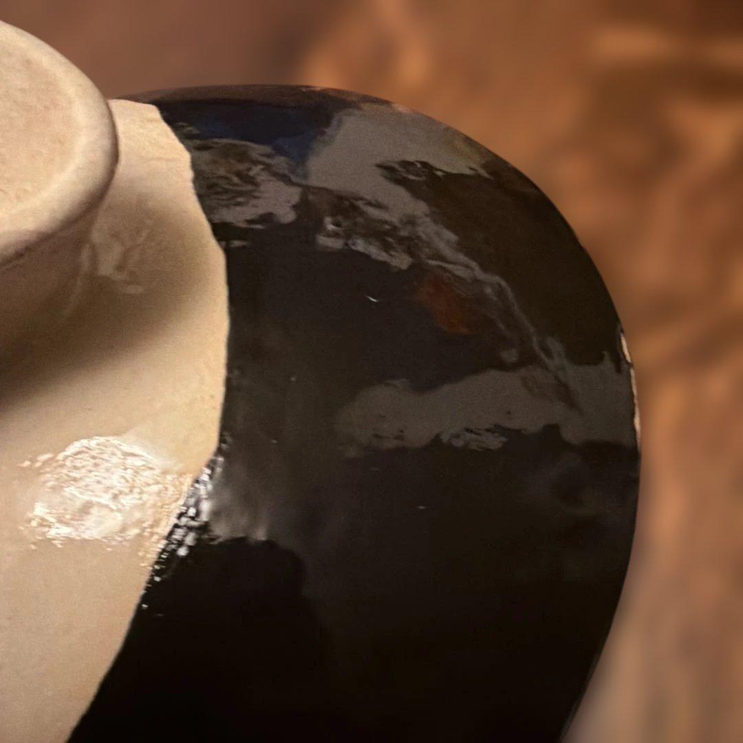 【友野】中垣連次 美濃焼 黒織部 手造り土鍋 逸品作