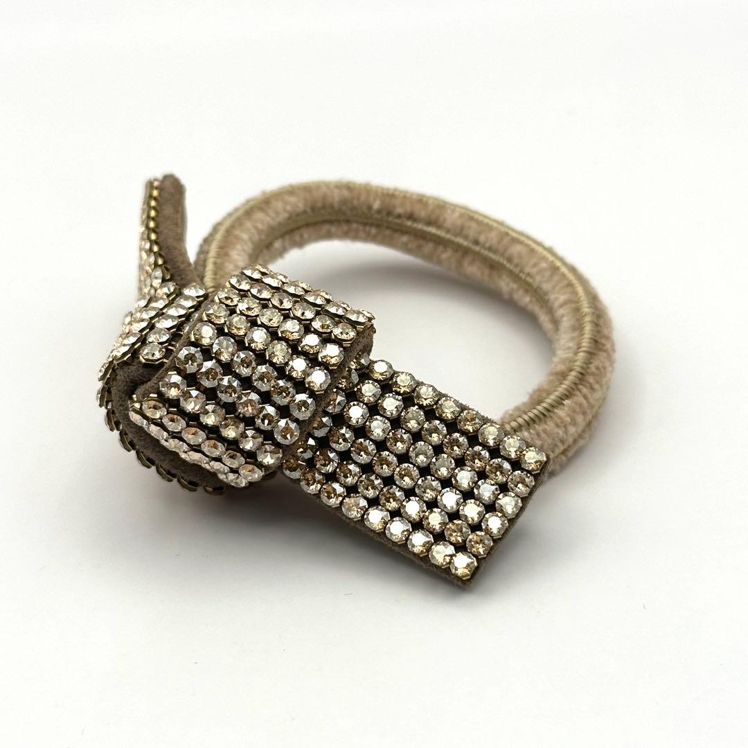 【極美品】acca アッカ ドレスポニー ヘアゴム クリスタル 6列 ベージュ系