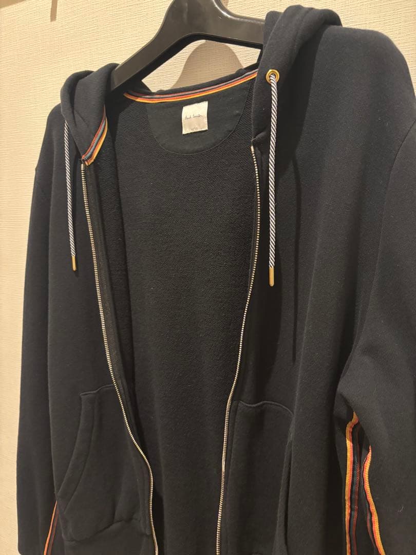 Paul Smith フルジップパーカー マルチストライプ　L 黒　ブラック