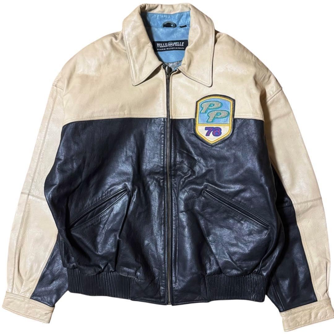 サイズ44 Pelle Pelle バックロゴ 短丈 オールレザージャケット